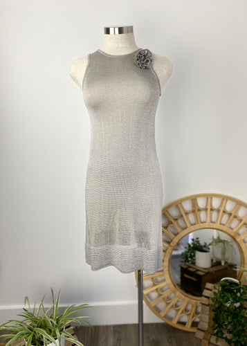 Brand:  Zara Circa: 1996 Style: slip dress Preloved: yes Colour: Silver Fabric: 65% Rayon, Polyester hand wash only Size Euro M (Aus S - 8) Length 94cms