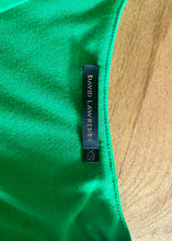 Load image into Gallery viewer, Brand: David Lawrence Circa: 2014 Style: evening gown, fitted bodice, pleated full length skirt Preloved: yes Colour: emerald green Fabric: 80% polyester/20% Viscose lined: no hand wash Size XS