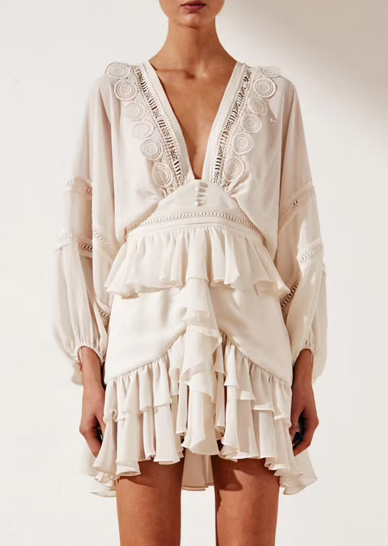 Shona Joy Rafaella Plunge Frill Mini Dress KARA I