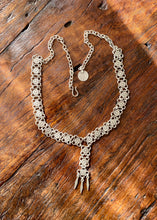 Load image into Gallery viewer, A Silver plated daisy chain creates this pretty and easy to wear Daisy Chain necklace.  Square daisy chain links create this flattering mid length necklace that will compliment any outfit, work or play.  Strong and beautifully made yet delicate in its design this is a lovely piece you will reach for time and again.  Secure with a hook and chain.  One size only  * Quality silver plated pewter – lead and nickel free
