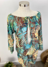 Load image into Gallery viewer, Brand:  Flamingo Sands Circa: 2015 Style: beach top Lined: no Preloved: yes Colour: multi/print Fabric: 100% Polyester Hand wash only Size XS (Aus)
