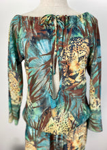 Load image into Gallery viewer, Brand:  Flamingo Sands Circa: 2015 Style: beach top Lined: no Preloved: yes Colour: multi/print Fabric: 100% Polyester Hand wash only Size XS (Aus)
