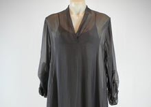 Load image into Gallery viewer, The chic and feminine April Short Top is made in Italian silk blend and comes in 4 rich colours, Latte, Charcoal, Forest and Bordeaux for women over 40. 
