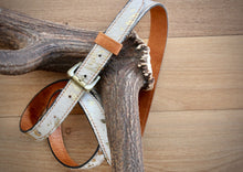 Load image into Gallery viewer, Thin Gold print cowhide belt - Tan
