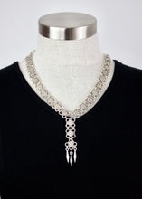 Load image into Gallery viewer, A Silver plated daisy chain creates this pretty and easy to wear Daisy Chain necklace.  Square daisy chain links create this flattering mid length necklace that will compliment any outfit, work or play.  Strong and beautifully made yet delicate in its design this is a lovely piece you will reach for time and again.  Secure with a hook and chain.  One size only  * Quality silver plated pewter – lead and nickel free
